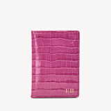 Double Fold Credit Card Case Deep Shine Orchid Small Croc