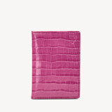 Double Fold Credit Card Case Deep Shine Orchid Small Croc