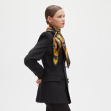 Lion & Peacock Silk Scarf Black & Gold Pure Silk