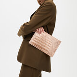 Large Essential Flat Pouch Rose Gold Metallic Double Croc