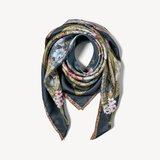 Edwardian Garden Silk Scarf Heritage Blue Pure Silk