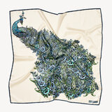 Peacock Silk Scarf Ivory Pure Silk