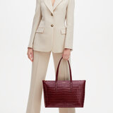 Zipped Regent Tote Deep Shine Bordeaux Croc