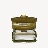 Midi Mayfair Bag Birds of Paradise Hand Embroidery on Olive Velvet