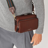 Webbing Bag Strap Tobacco Pebble with Green, Tan & Navy Stripes
