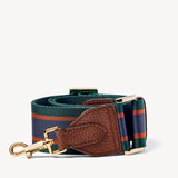 Webbing Bag Strap Tobacco Pebble with Green, Tan & Navy Stripes