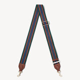 Webbing Bag Strap Tobacco Pebble with Green, Tan & Navy Stripes