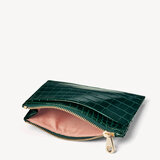 Double Sided Zipped Card & Coin Holder Evergreen Patent Croc