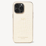 iPhone 14 Pro Max Case Ivory Patent Croc