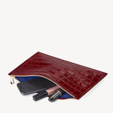 Large Essential Flat Pouch Deep Shine Bordeaux Croc