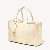 London Tote Ivory Woven Leather