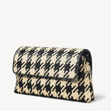Oversized Evening Clutch Black & Ivory Woven Leather