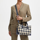 Midi London Tote Navy & Ivory Woven Leather