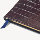 2024 A4 Week to View Leather Diary Deep Shine Amazon Brown Croc