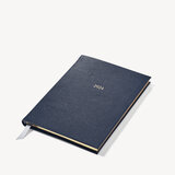 2024 A5 Week to View Leather Diary Navy Pebble
