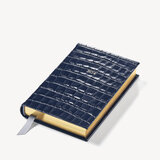 2024 A6 Day to Page Leather Diary Deep Shine Navy Small Croc