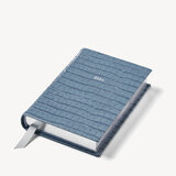 2024 A6 Day to Page Leather Diary Deep Shine Heritage Blue Small Croc