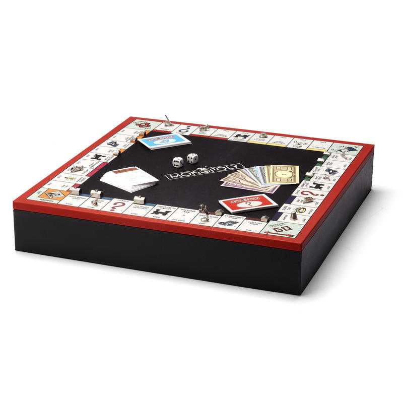 Aspinal of London Red and Black Leather Monopoly Set