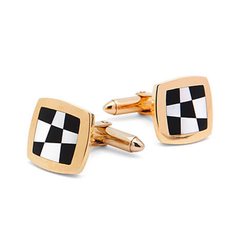 9ct Gold Black Onyx & Mother of Pearl Chequered Cufflinks 9ct Gold Black Onyx & Mother of Pearl Chequered Cufflinks