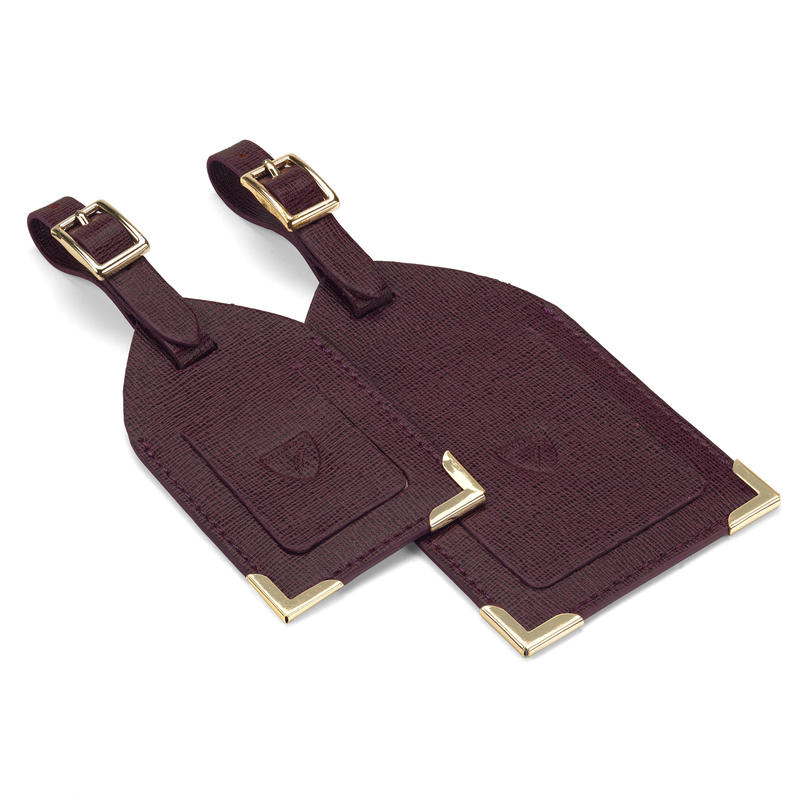 Set of 2 Luggage Tags in Burgundy Saffiano Set of 2 Luggage Tags in Burgundy Saffiano
