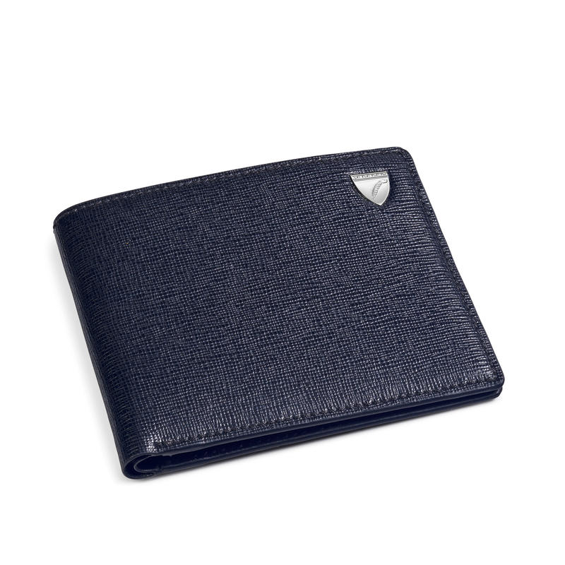 6 Card Billfold Wallet in Navy Saffiano & Smooth Navy 6 Card Billfold Wallet in Navy Saffiano & Smooth Navy