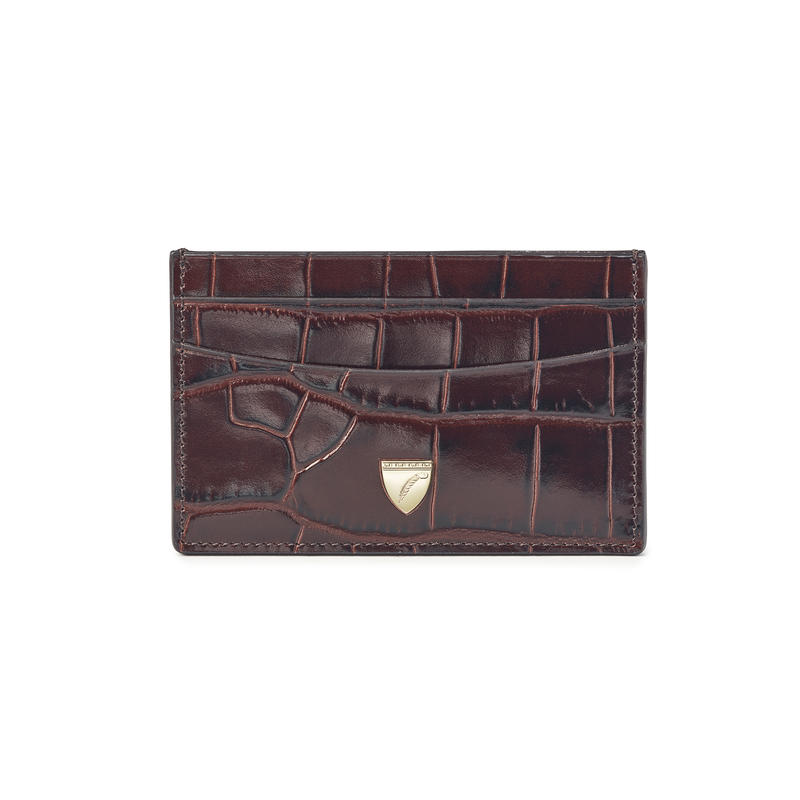 Slim Credit Card Holder in Deep Shine Amazon Brown Croc Slim Credit Card Holder in Deep Shine Amazon Brown Croc