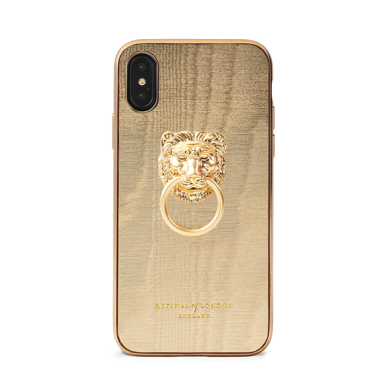 Lion iPhone Xs Case in Gold Moire Print Lion iPhone Xs Case in Gold Moire Print