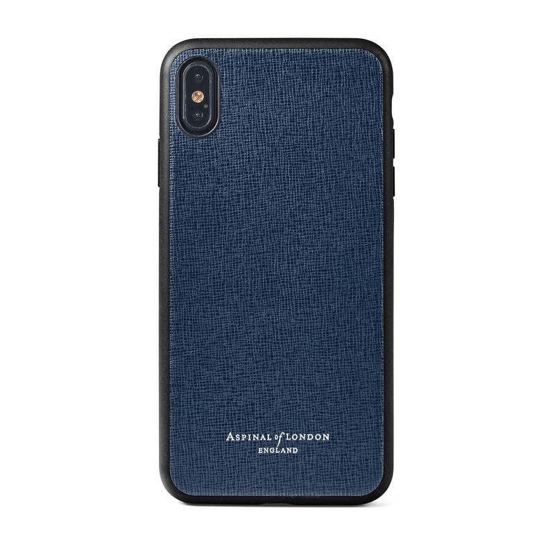 iPhone Xs Max Case with Black Edge in Navy Saffiano iPhone Xs Max Case with Black Edge in Navy Saffiano