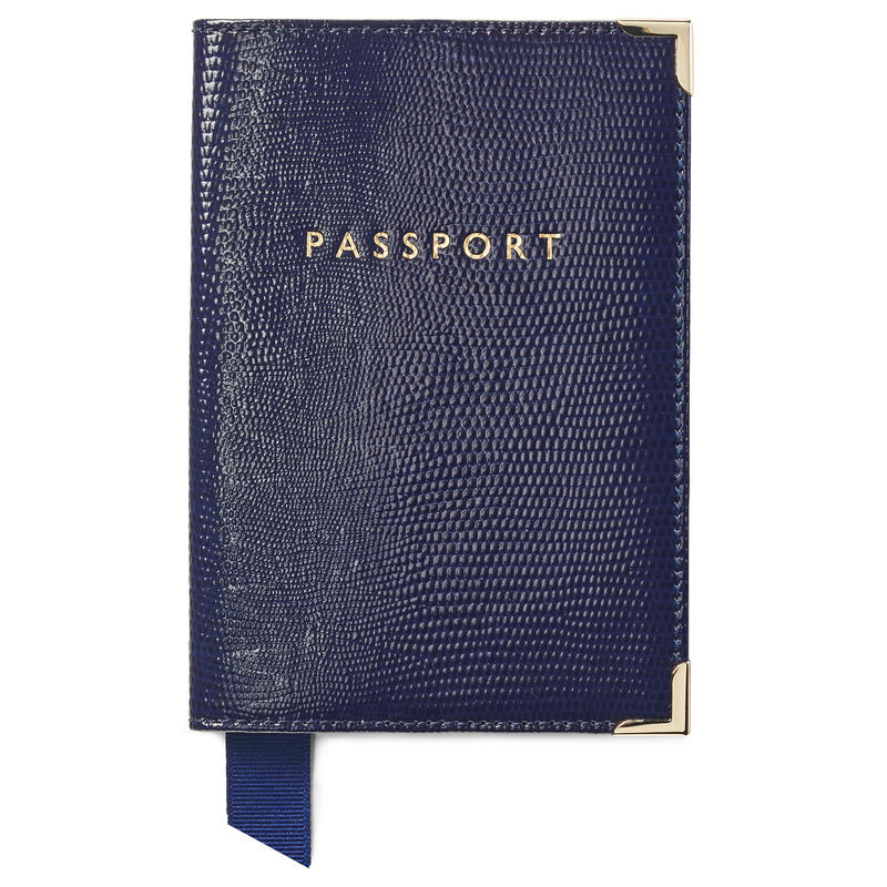 Passport Cover in Midnight Blue Silk Lizard Passport Cover in Midnight Blue Silk Lizard