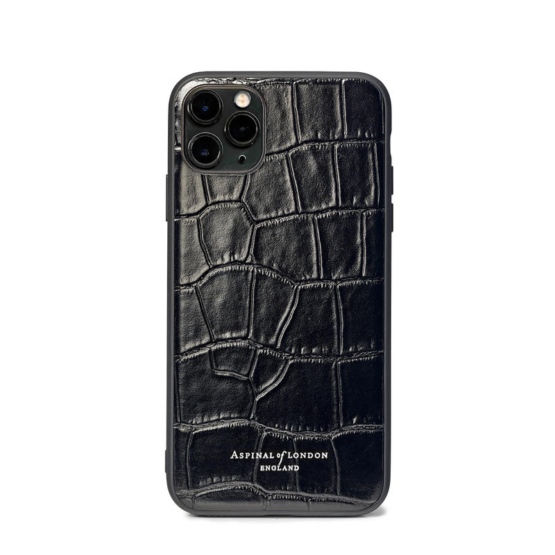 iPhone 11 Pro Case with Black Edge in Deep Shine Black Croc iPhone 11 Pro Case with Black Edge in Deep Shine Black Croc