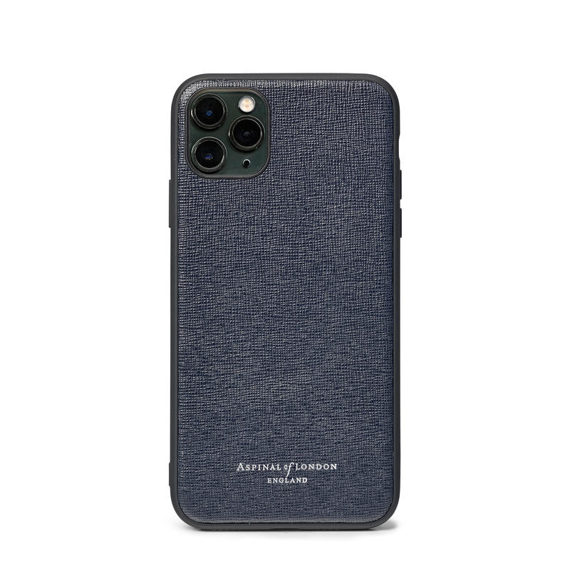 iPhone 11 Pro Case with Black Edge in Navy Saffiano iPhone 11 Pro Case with Black Edge in Navy Saffiano