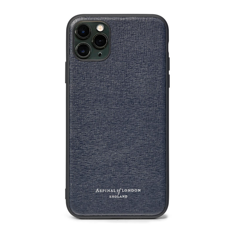 iPhone 11 Pro Max Case with Black Edge in Navy Saffiano iPhone 11 Pro Max Case with Black Edge in Navy Saffiano