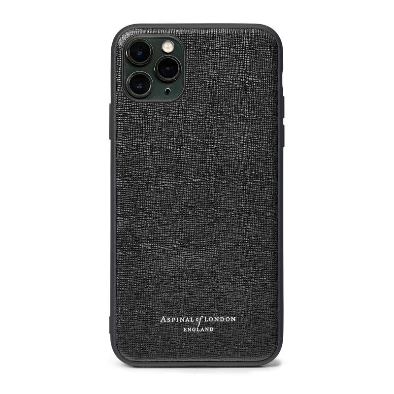 iPhone 11 Pro Max Case with Black Edge in Black Saffiano iPhone 11 Pro Max Case with Black Edge in Black Saffiano