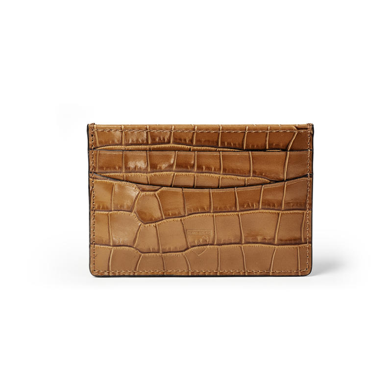 Slim Credit Card Holder in Deep Shine Vintage Tan Small Croc Slim Credit Card Holder in Deep Shine Vintage Tan Small Croc
