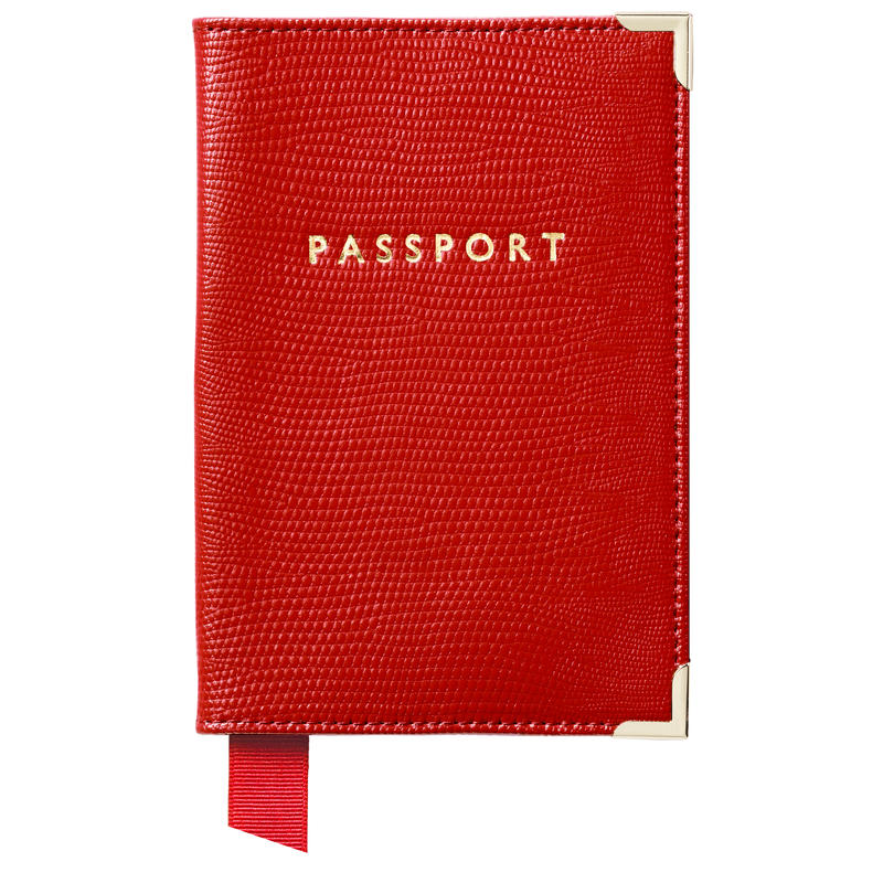 Passport Cover in Scarlet Silk Lizard Passport Cover in Scarlet Silk Lizard