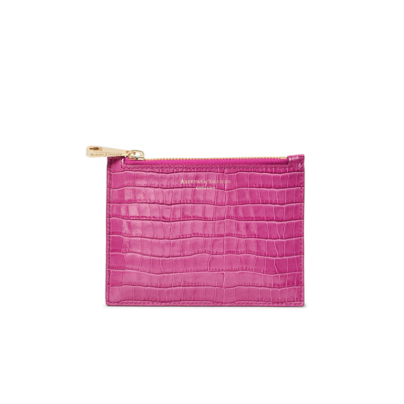 Small Essential Flat Pouch in Deep Shine Hibiscus Small Croc Small Essential Flat Pouch in Deep Shine Hibiscus Small Croc