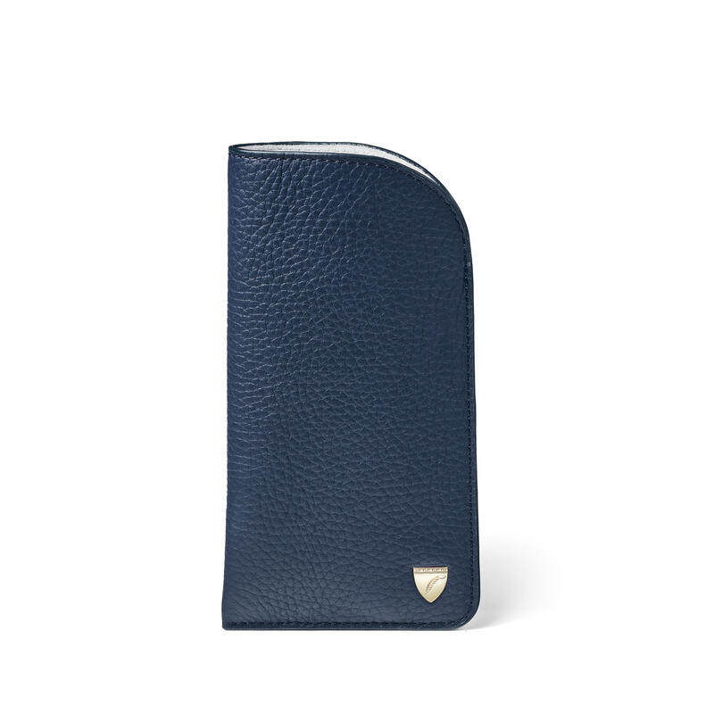 Aspinal of London Glasses Case in Navy Pebble