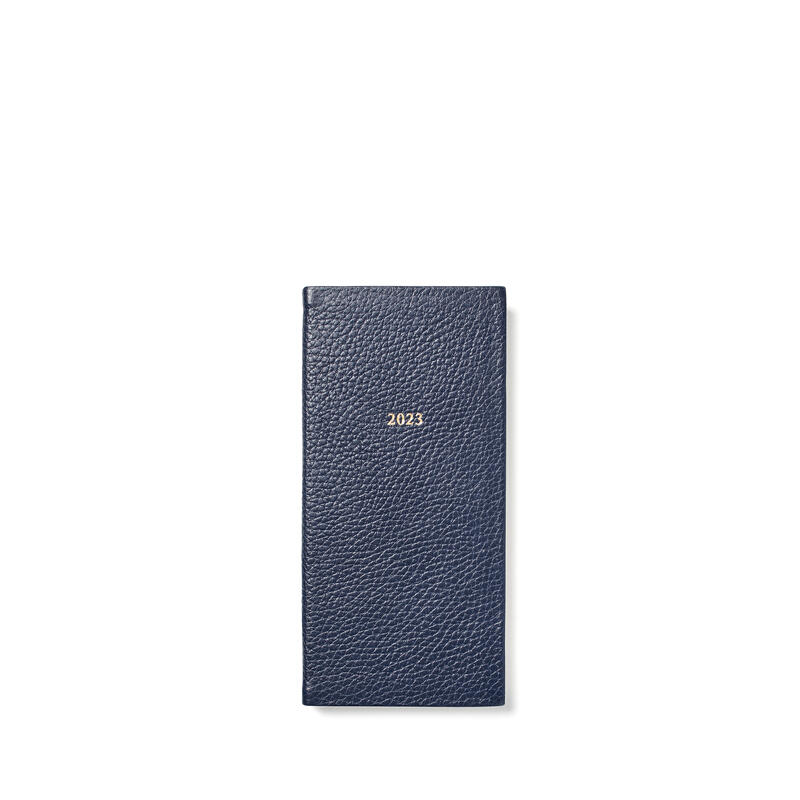 Aspinal of London®  2023 Slim Pocket Leather Diary in Navy Pebble