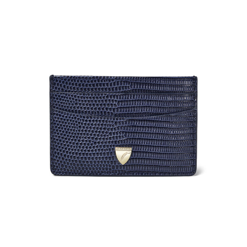 Aspinal of London Slim Credit Card Holder in Midnight Lizard