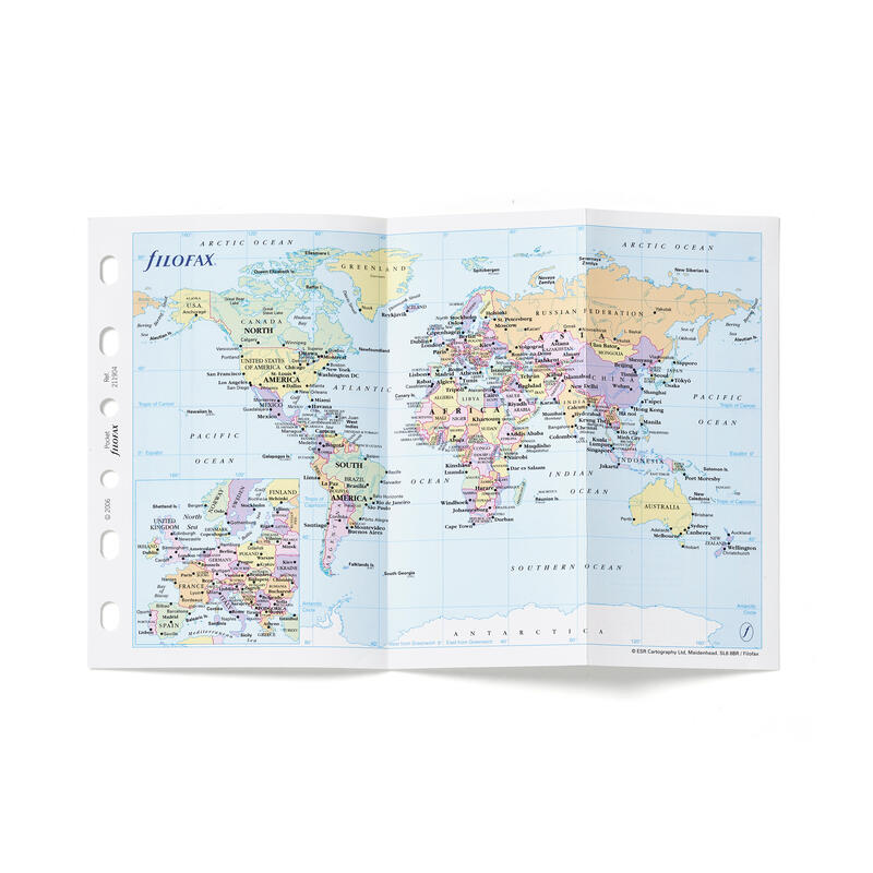 Aspinal of London Blue NA World Map Printed Cream and White Bijou Organiser Insert