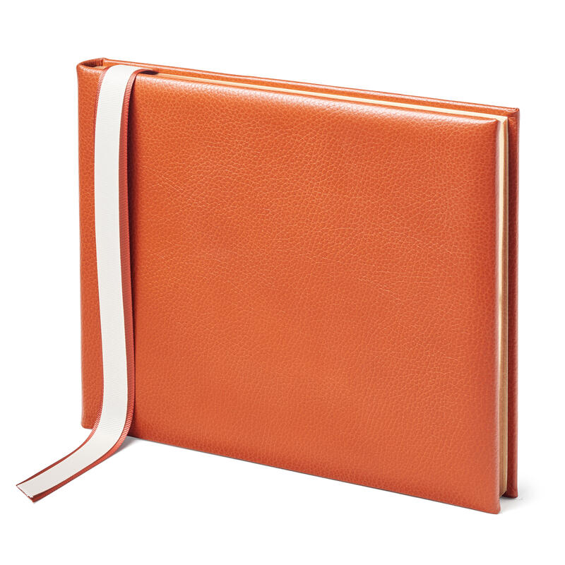 Aspinal of London Classic Leather Guest Book in Marmalade Pebble