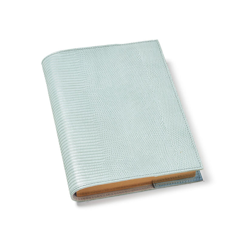 Aspinal of London A5 Refillable Leather Journal in Pool Blue Lizard