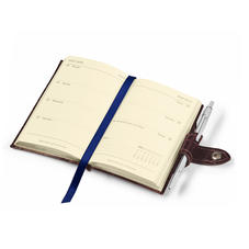 Mini Pocket Leather Diary with Pen in Bright Blue Saffiano