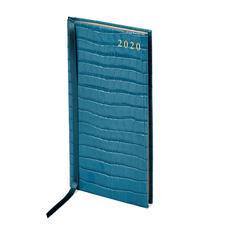Slim Pocket Leather Diary in Deep Shine Topaz Small Croc