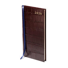 Slim Pocket Leather Diary in Deep Shine Amazon Brown Croc