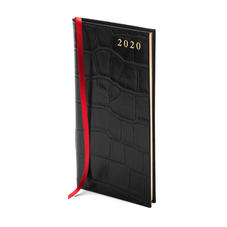 Slim Pocket Leather Diary in Deep Shine Black Croc
