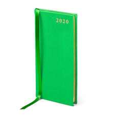 Slim Pocket Leather Diary in Bright Green Saffiano