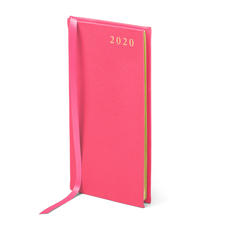 Slim Pocket Leather Diary in Bright Pink Saffiano