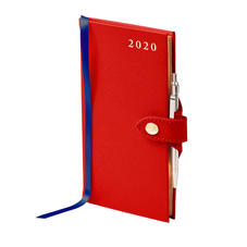 Slim Pocket Leather Diary with Pen in Scarlet Saffiano
