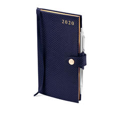 Slim Pocket Leather Diary with Pen in Midnight Blue Lizard
